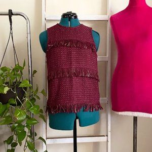 Fab'rik tweed fringe sleeveless top Small